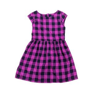 Gap kids Pink Black Buffalo Plaid Checkered Back To School Dress Girls 8 Medium